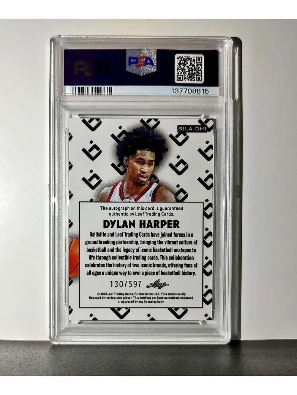 Dylan Harper 2025 Leaf Metal #BILA-DH1 Refractor PSA 8 Auto 10